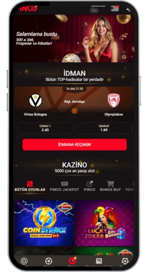 Pinco əsas səhifə və idman bölməsi