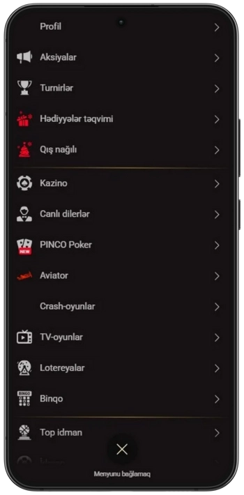 Pinco menyu